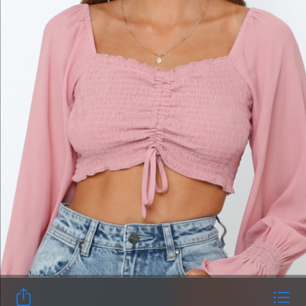 Long sleeve ruched crop top